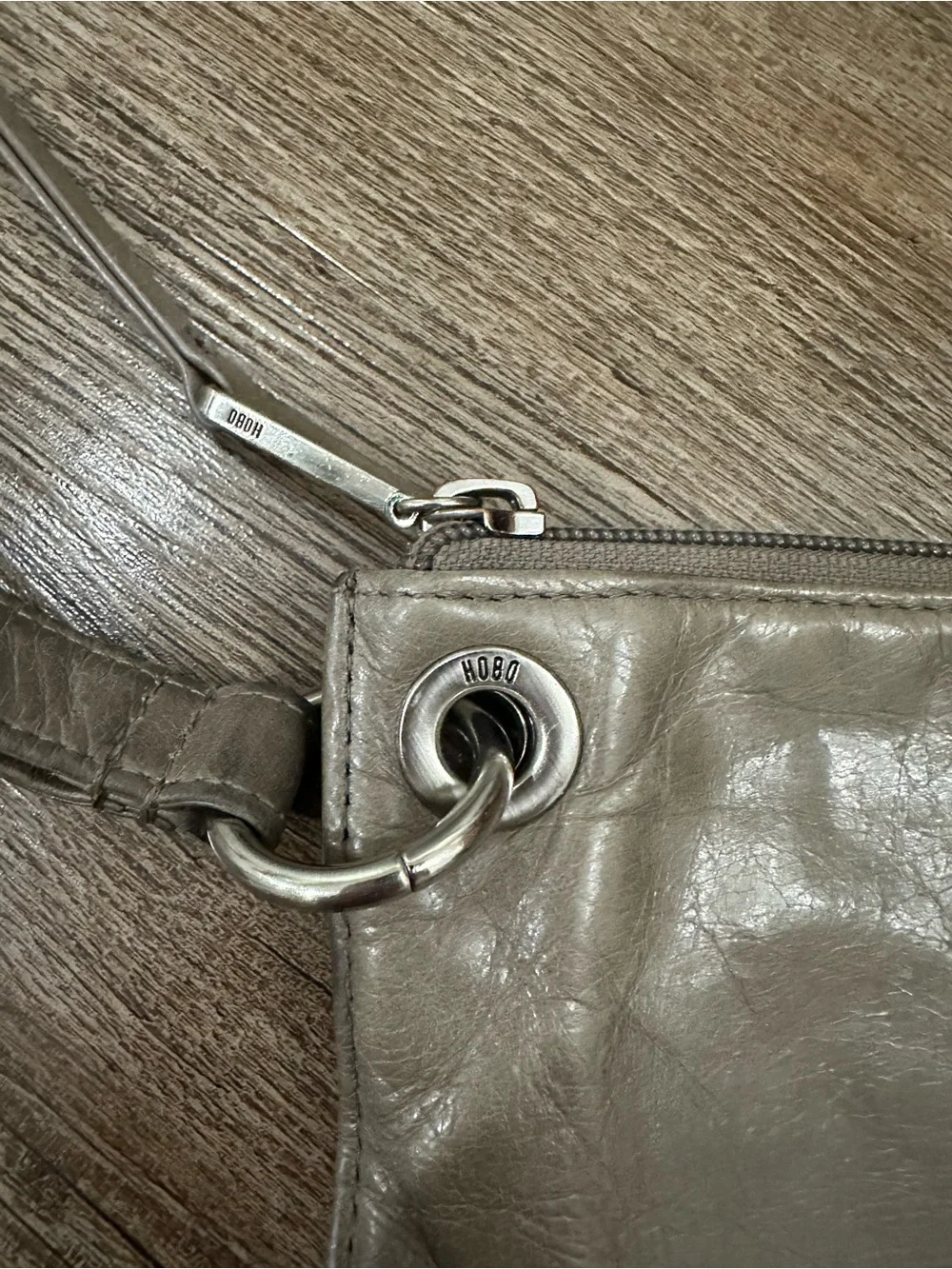 HOBO Taupe Leather Wristlet Clutch